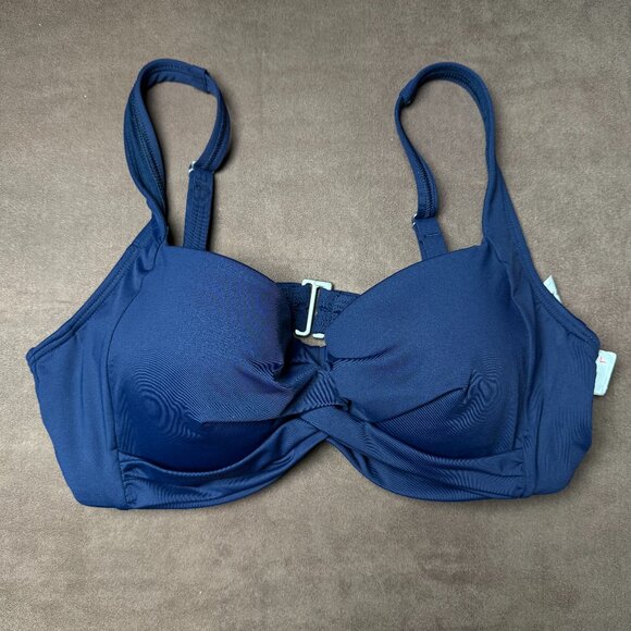 Lands End Womens 2-4, 18W, 8-10 LONG Deep Sea Navy Twist Front Bikini Swimsuit - Picture 1 of 10